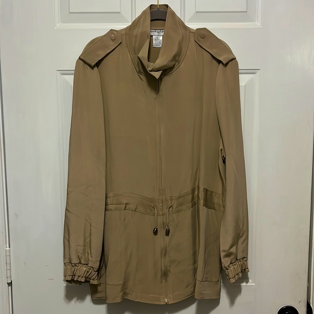 Bloomingdale’s Silk Anorak Jacket. Khaki. Women’s XL